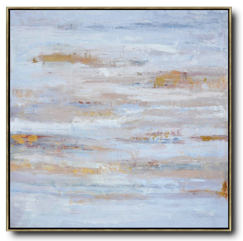 Extra Large 72" Acrylic Painting,Oversized Contemporary Oil Painting,Acrylic Painting On Canvas,Sky Blue,Gray,White.etc